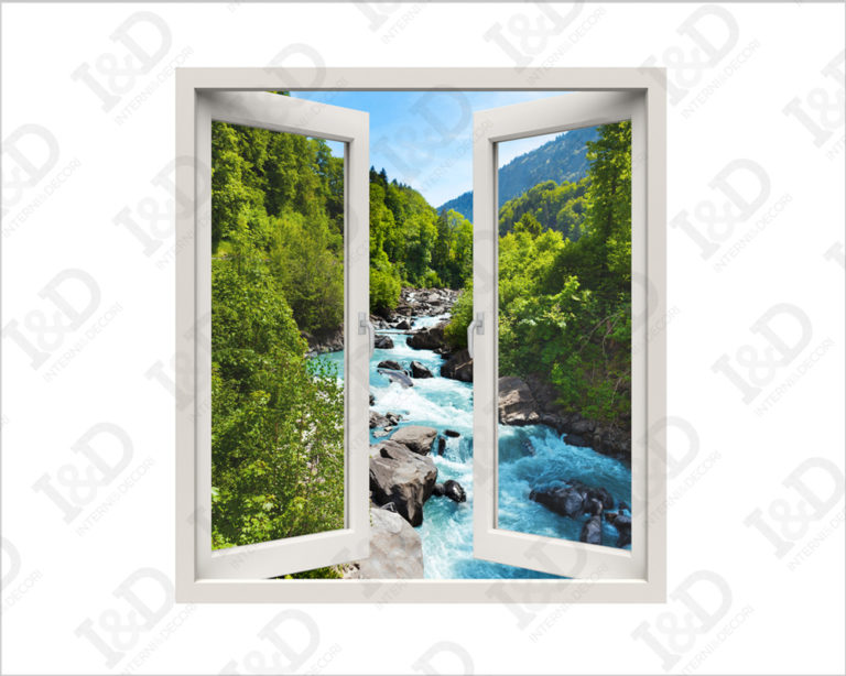 Adesivo murale finestra "VISTA SUL FIUME" - Finestra illusione