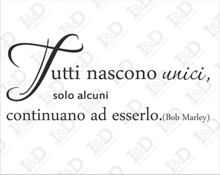 Adesivo da muro frase Bob Marley "TUTTI NASCONO UNICI"