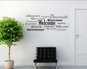 Adesivo scritta Benvenuti "WELCOME IN VARIE LINGUE"