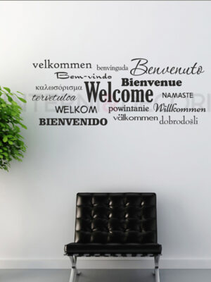 Adesivo scritta Benvenuti "WELCOME IN VARIE LINGUE"
