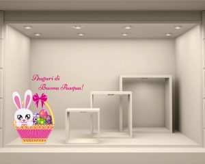 Adesivo per vetrina-cestino con uova colorate