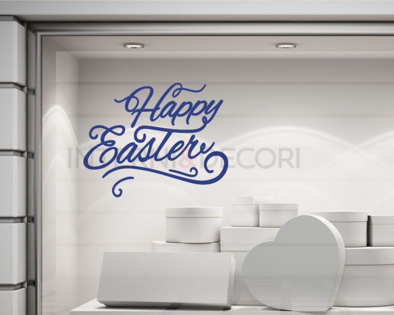 Adesivo per vetrine "BUONA PASQUA CON DECORO" - Vetrofania