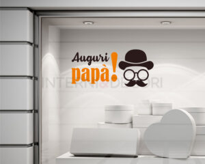 Adesivo per vetrine festa del papà "AUGURI PAPA'!" - Vetrofania