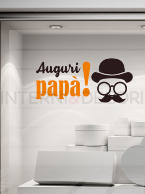 Adesivo per vetrine festa del papà "AUGURI PAPA'!" - Vetrofania