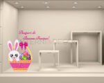 Adesivo per vetrine Pasqua "CESTINO CON UOVA COLORATE" - Vetrofania