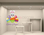 Adesivo per vetrine Pasqua "CONIGLIETTO CON UOVA" - Vetrofania