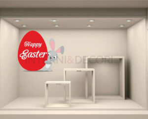 Adesivo per vetrine Pasqua "SWEET BUNNY WITH EGG" - Vetrofania