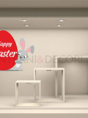 Adesivo per vetrine Pasqua "SWEET BUNNY WITH EGG" - Vetrofania