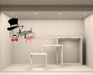 Vetrofania-papà con papillon-adesivo per vetrine