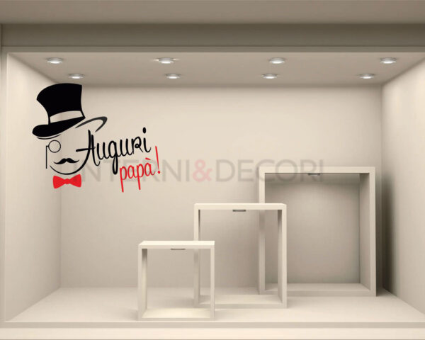 Adesivo per vetrine festa del papà "CILINDRO E PAPILLON" - Vetrofania