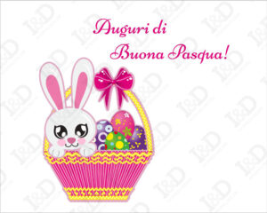 Cestino con uova colorate-adesivo per vetrina Pasqua