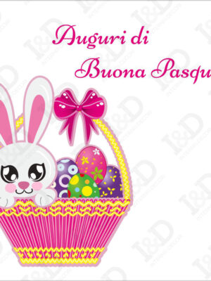 Cestino con uova colorate-adesivo per vetrina Pasqua