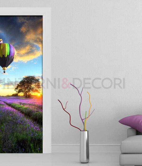 Decoro porta paesaggio "MONGOLFIERE AL TRAMONTO"