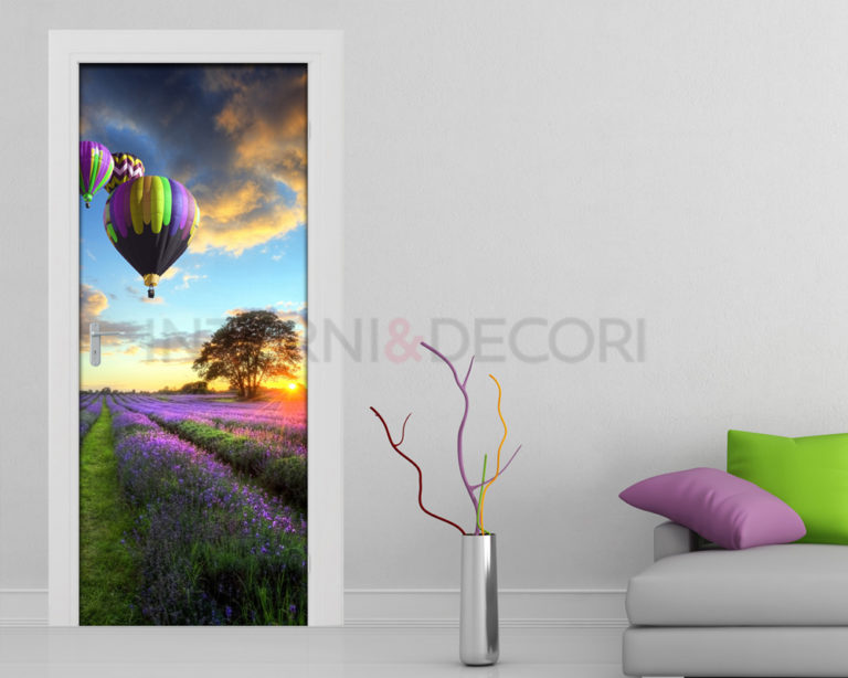 Decoro porta paesaggio "MONGOLFIERE AL TRAMONTO"