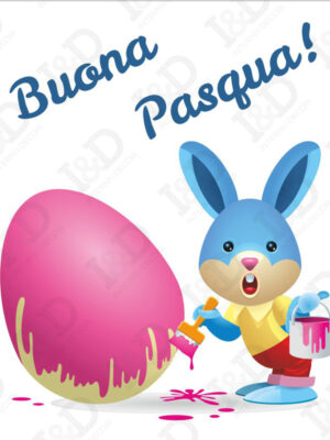 Coniglietto che dipinge-adesivo per vetrina