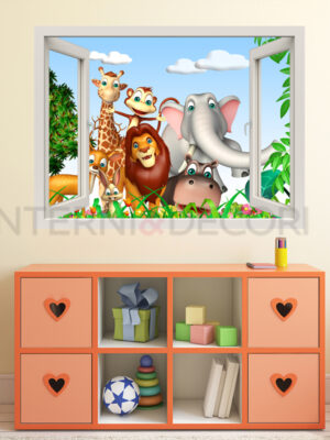 Adesivo murale finestra "BENVENUTI NELLA FORESTA" - Finestra illusione