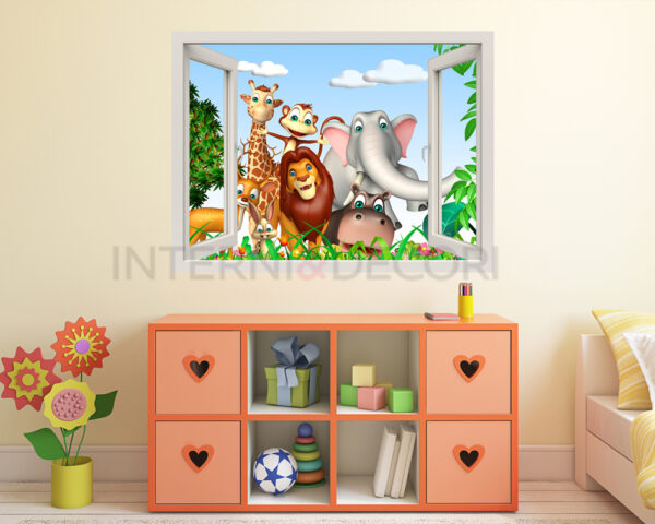 Adesivo murale finestra "BENVENUTI NELLA FORESTA" - Finestra illusione