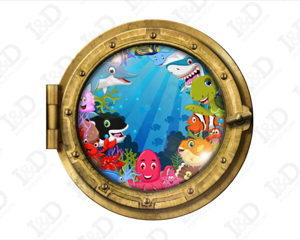 Adesivo 3d muro pesci "SALUTI DAGLI ABISSI" - Sticker oblò