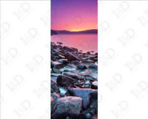 Tramonto sulla costa di pietre-adesivo per porte