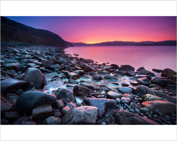 Quadro moderno mare "TRAMONTO SULLE ROCCE" - Stampa su tela