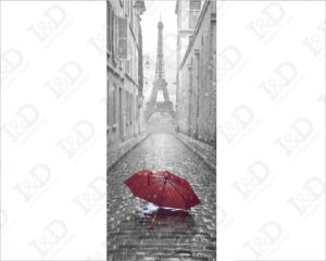 Parigi con ombrello rosso-adesivo per porte