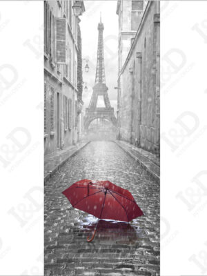 Parigi con ombrello rosso-adesivo per porte