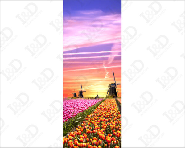 Decoro porta "MULINI A VENTO E TULIPANI"