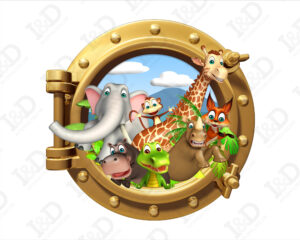 Adesivo 3d muro animali-ci siamo anche noi!-Infanzia-Sticker oblò