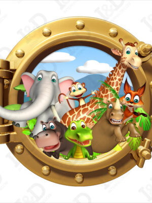 Adesivo 3d muro animali-ci siamo anche noi!-Infanzia-Sticker oblò