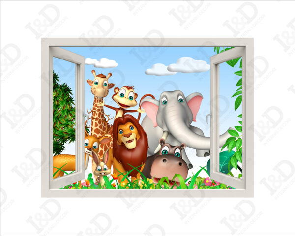 Adesivo murale finestra "BENVENUTI NELLA FORESTA" - Finestra illusione