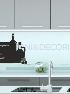 Adesivo lavagna "TAGLIERE CON OLIO E VINO" - Lavagna adesiva