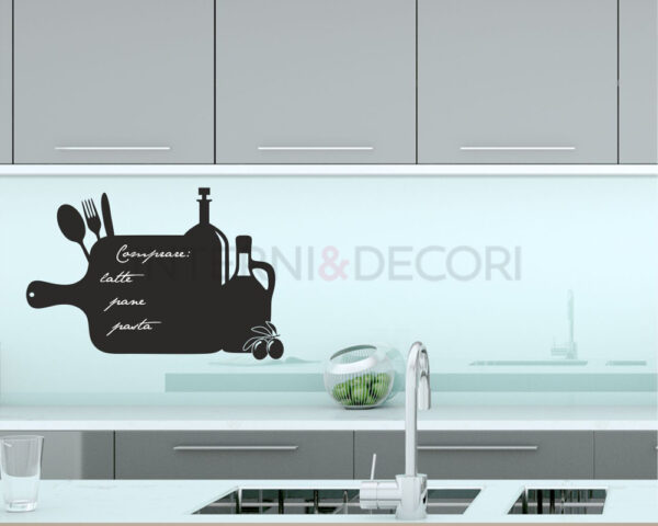 Adesivo lavagna "TAGLIERE CON OLIO E VINO" - Lavagna adesiva