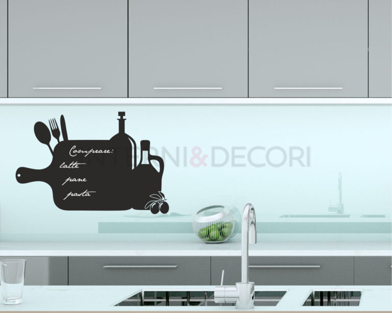 Adesivo lavagna "TAGLIERE CON OLIO E VINO" - Lavagna adesiva
