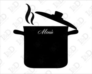 Cosa bolle in pentola-lavagna adesiva