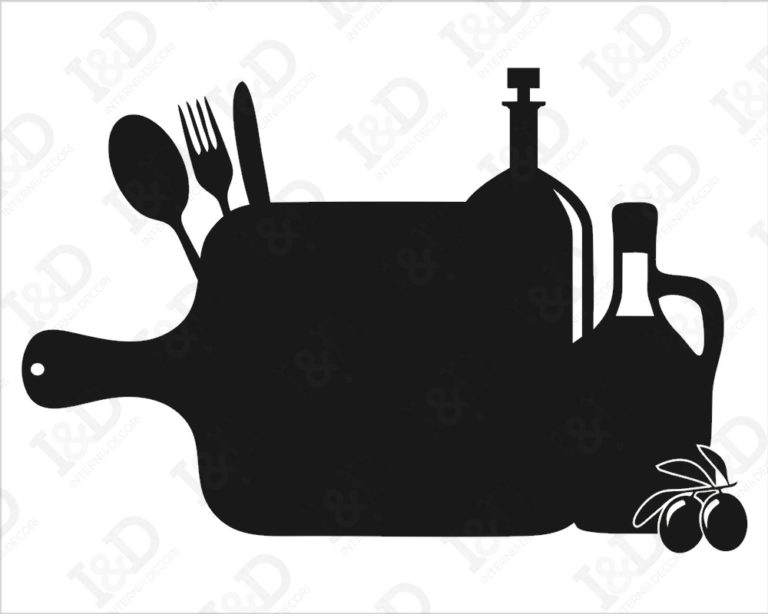 Adesivo lavagna "TAGLIERE CON OLIO E VINO" - Lavagna adesiva