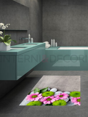 Adesivi per piastrelle bagno "PIETRE E MARGHERITE" - Adesivo per pavimento