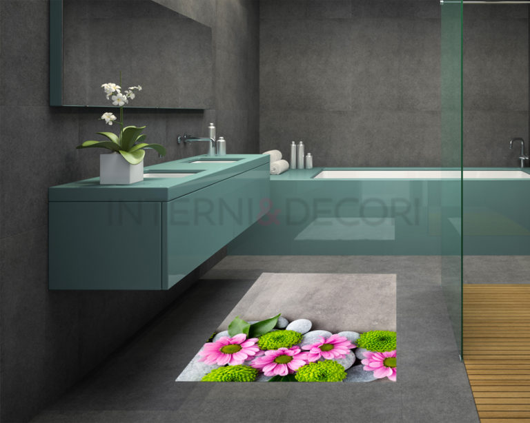 Adesivi per piastrelle bagno "PIETRE E MARGHERITE" - Adesivo per pavimento
