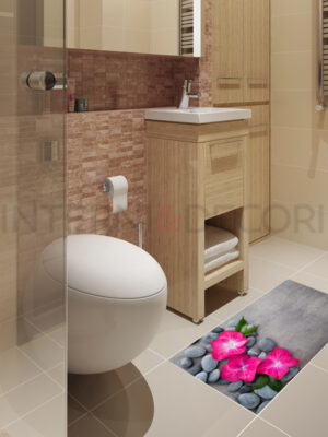 Adesivi per piastrelle bagno "PIETRE E FIORI VIOLA" - Adesivo per pavimento
