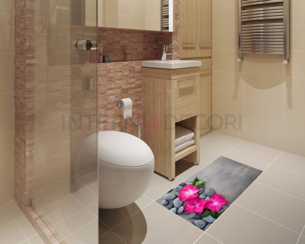 Adesivi per piastrelle bagno "PIETRE E FIORI VIOLA" - Adesivo per pavimento