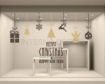 Adesivo per vetrine Natale "MERRY CHRISTMAS & HAPPY NEW YEAR" - Vetrofania