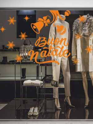 Adesivo per vetrine Natale "TRA FIOCCHI DI NEVE" - Vetrofania