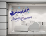 Adesivo per vetrine Natale "SLITTA CON FIOCCHI DI NEVE" - Vetrofania
