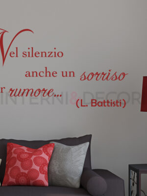 Adesivo da parete frase Lucio Battisti "NEL CUORE, NELL'ANIMA"