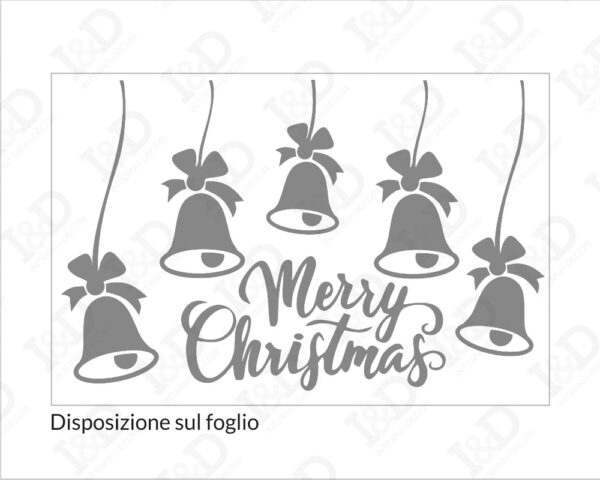 Adesivo per vetrine Natale "MERRY CHRISTMAS WITH BELLS" - Vetrofania
