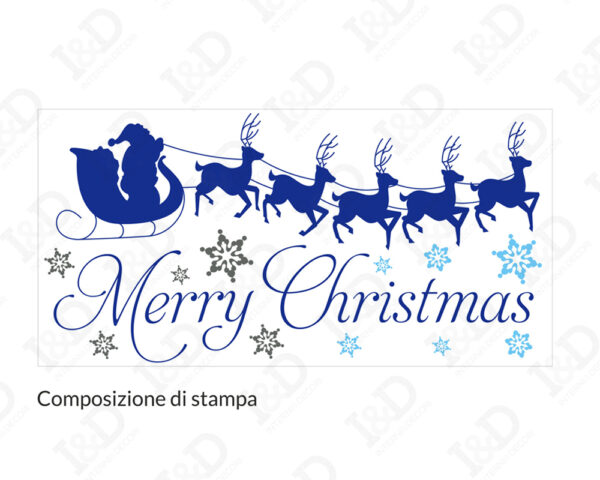 Adesivo per vetrine Natale "SLITTA CON FIOCCHI DI NEVE" - Vetrofania