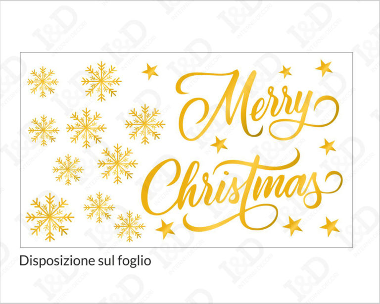 Adesivo per vetrine Natale "TRA STELLE E FIOCCHI" - Vetrofania
