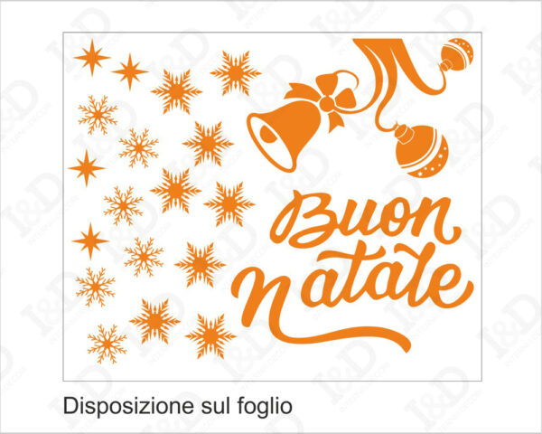 Adesivo per vetrine Natale "TRA FIOCCHI DI NEVE" - Vetrofania