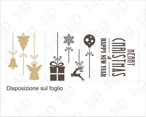 Adesivo per vetrine Natale "MERRY CHRISTMAS & HAPPY NEW YEAR" - Vetrofania