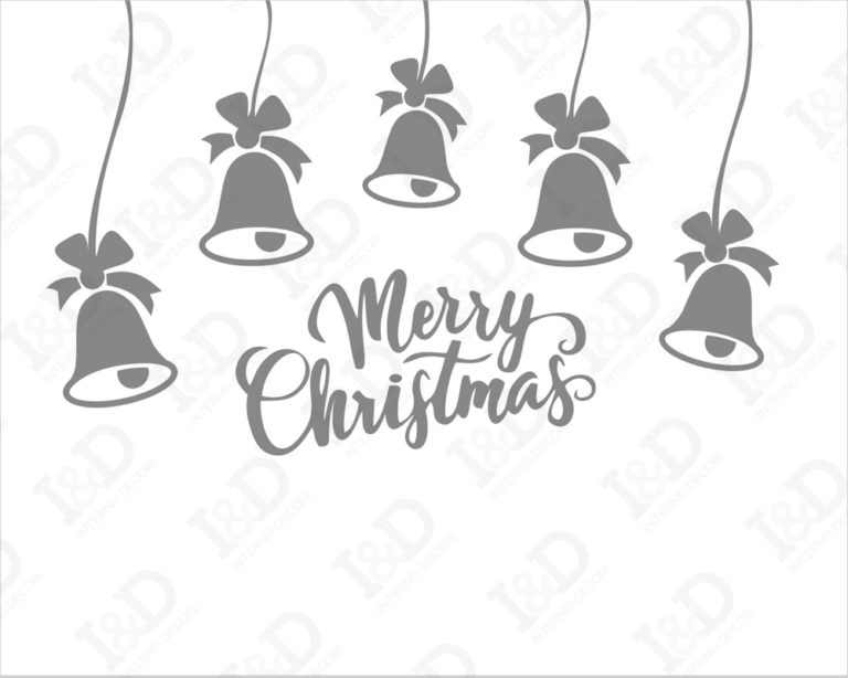 Adesivo per vetrine Natale "MERRY CHRISTMAS WITH BELLS" - Vetrofania