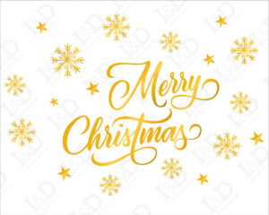 Natale tra stelle e fiocchi-adesivo per vetrina